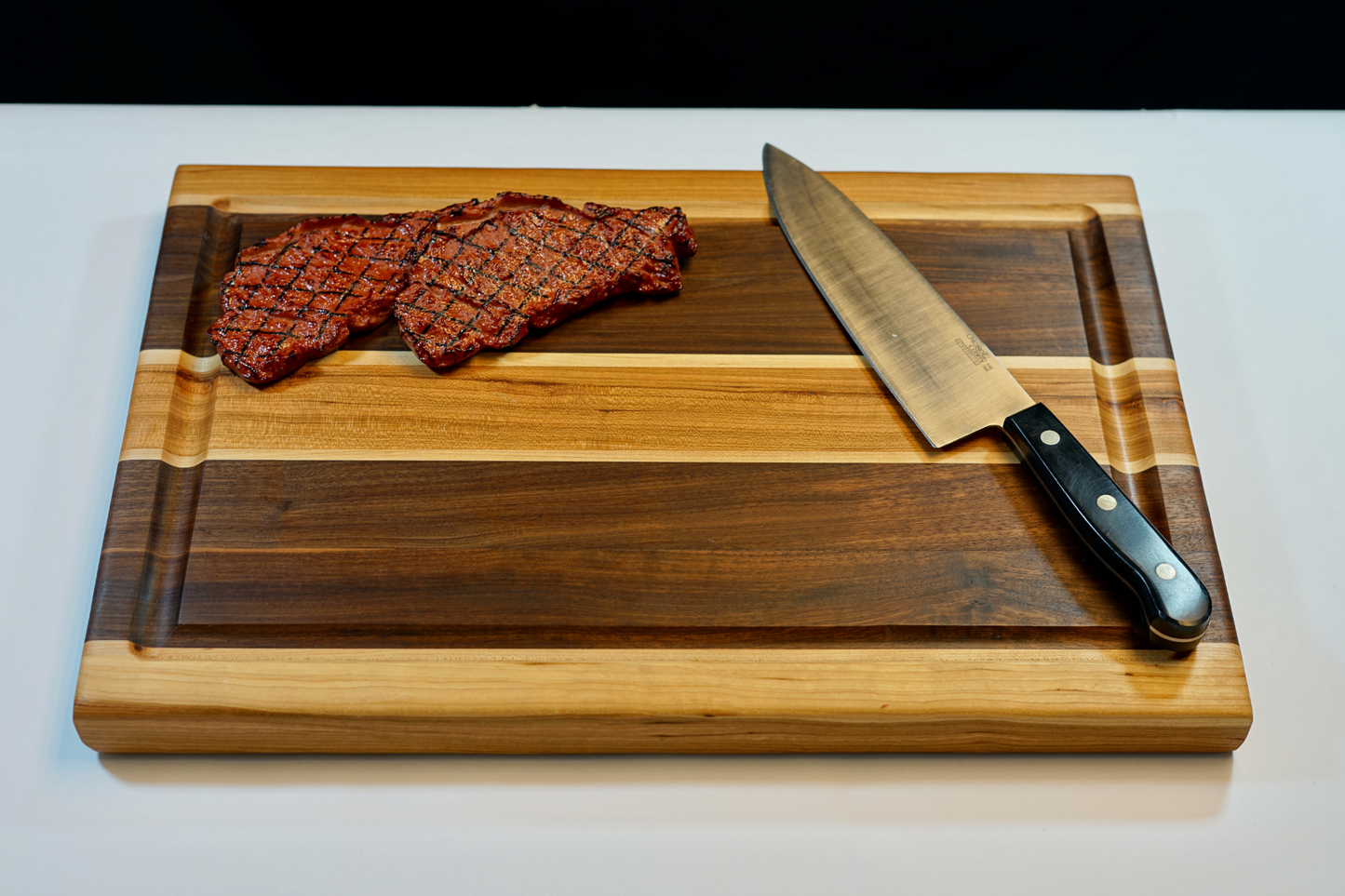 Mixed Wood Cutting Board - Cherry and Walnut with Maple Strips