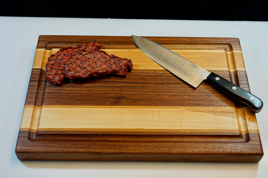 Mixed Wood Cutting Board - Walnut and Cherry with Maple Strip