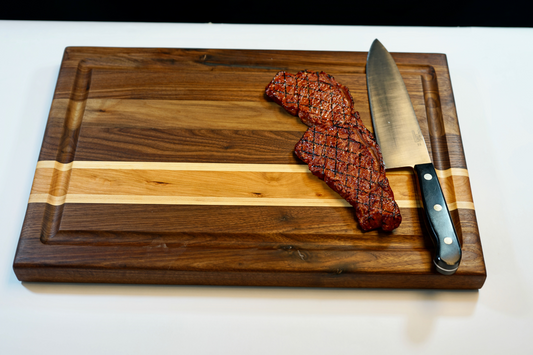 Mixed Wood Cutting Board:  Walnut with Cherry and Maple